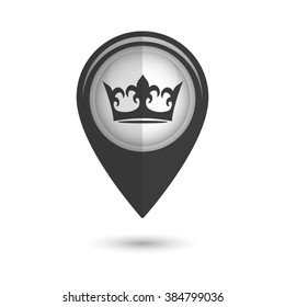 crown - vector icon;  black map pointer