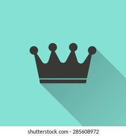 Crown - vector icon in black on a green background.