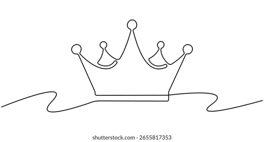 crown vector icon continuous line drawing drawing doodle. 