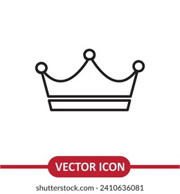 Icono de vector de corona ilustración de línea plana en fondo blanco..eps