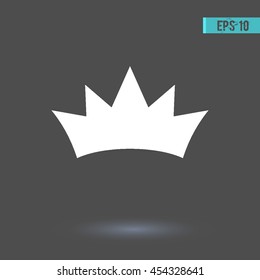 Crown vector icon. Graphic symbol for web design, logo. White glyph on a gray background. Isolated sign.