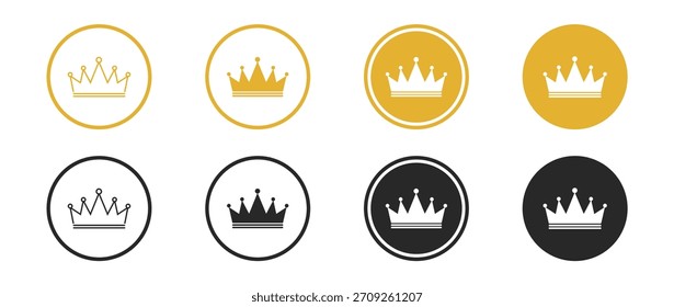 Krone, Vektorsymbol-Illustration mit König, Königin, Prinzessin, Monarch, königlichen und luxuriösen Elementen, Kaisertiara, heraldische Silhouette und Emblem einzeln auf transparentem Hintergrund