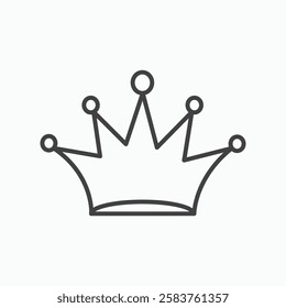 Crown vector icon isolated in black line