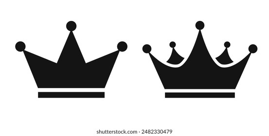 Crown vector icon isolated on white background. Simple silhouette shapes of monarchy crowns, aristocratic web symbols, business flat design elements