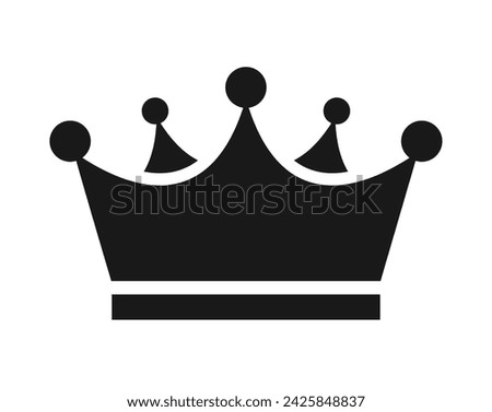 Crown vector icon isolated on white background. Flat illustration of crown shape, simple black silhouette, web design element