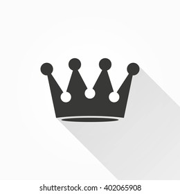 Crown   vector icon with long shadow. Illustration isolated on with background for graphic and web design.  