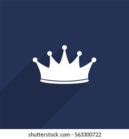 Crown vector icon with long shadow isolated on  blue