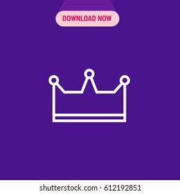 Crown Vector Icon, The outlined symbol of crown on the purple background. Simple, modern flat vector illustration for mobile app, website or desktop app  