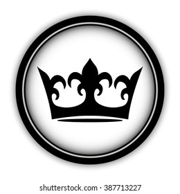 crown - vector icon; round  button with shadow