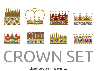 Crown vector icon set 