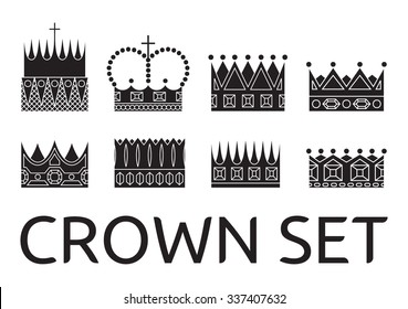 Crown vector icon set 