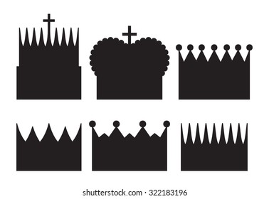 Crown vector icon set silhouette