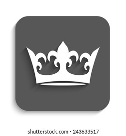 crown  - vector icon with shadow on a grey button