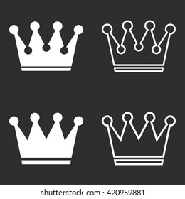Crown   vector icon. White illustration isolated on black background for graphic and web design.