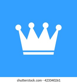 Crown    vector icon. White  Illustration isolated on blue  background for graphic and web design.