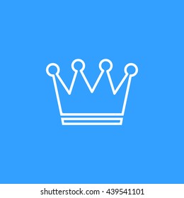 Crown vector icon. White Illustration isolated on blue background for graphic and web design.