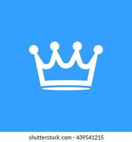 Crown vector icon. White Illustration isolated on blue background for graphic and web design.