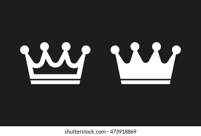 Crown vector icon. White illustration isolated on black background for graphic and web design.
