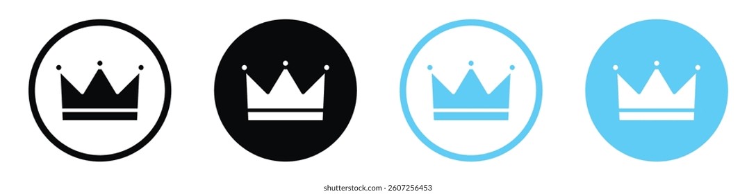 Crown vector icons in black and blue colors