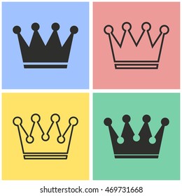 Crown vector icons set. Illustration isolated for graphic and web design.