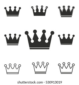 Crown vector icons set. Illustration isolated for graphic and web design.