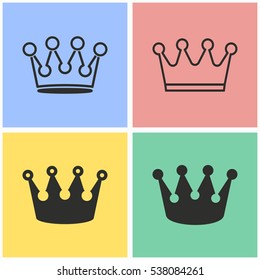 Crown vector icons set. Illustration isolated for graphic and web design.