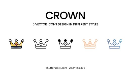 Conjunto de iconos vectoriales de corona listos para usar App casados y móviles.