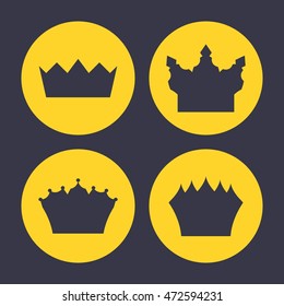 Crown vector icons set - royal insignia illustration.