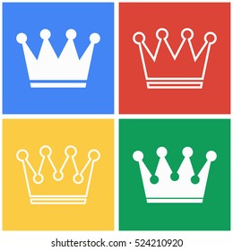 Crown vector icons set. White illustration isolated for graphic and web design.