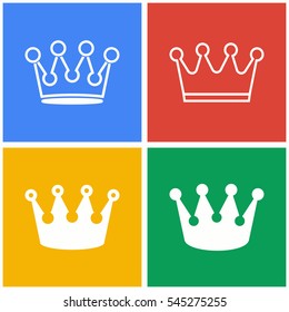 Crown vector icons set. White illustration isolated for graphic and web design.