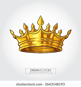 Crown Vector Illustration. 3d royal golden crown. Textured king gold crown. 