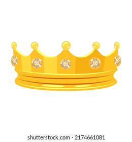 Crown vector illustration. Accessory for royals, king, queen, prince or princess isolated on white background. Fantasy, monarchy, jewelry