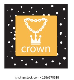 Crown vector illustration with black dot texture background.Full colour