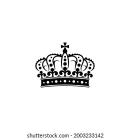 Ilustración vectorial de la corona. Silueta negra aislada en un fondo blanco
