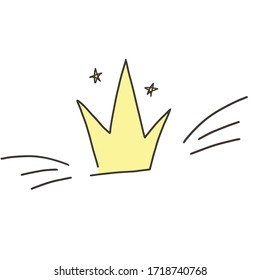 Crown vector illustration isolated on white background.Yellow crown with stars in cartoon style. Print for typography. Celebration,design elements for birthday cards. Cute illustration of crown