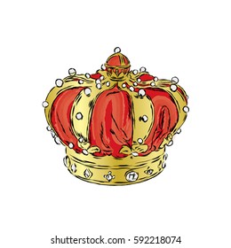 Crown. Vector illustration. Print for clothes, cards or posters.