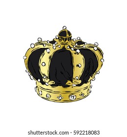 Crown. Vector illustration. Print for clothes, cards or posters.