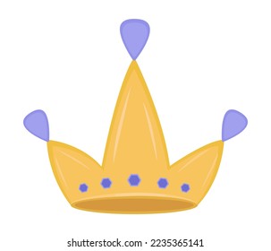 Crown, vector illustration in yellow and blue colors