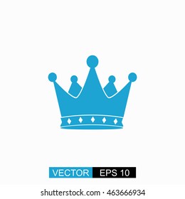 Crown vector. Isolated blue icon on white background.
