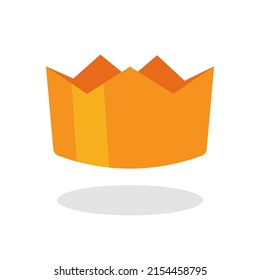 Crown vector for king or queen gold icon flat design, royal corona golden cute 3d object isolated on white cartoon illustration image