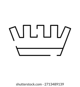 Ícone da arte da linha do vetor da coroa em um fundo branco, simbolizando poder, autoridade, monarquia, liderança, sucesso, luxo e realização em um design simples e minimalista