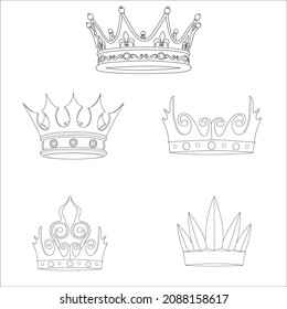 Corona vectorial Lineart Juegos de ilustraciones