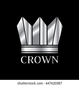 Crown vector logo. Silver heraldic brand identity