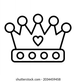 Crown Vector Outline Icon Isolated On White Background

