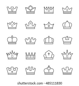 Crown Vector Outline Stroke Icons Set