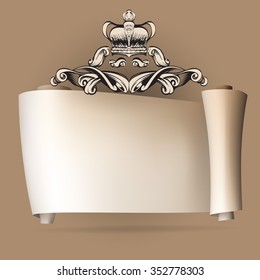 crown vector, roll coiled tube, Pattern texture background for design vector, white paper, scrolls, rolls of paper on a white background with space for text