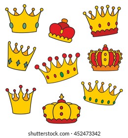 Crown vector set isolated on white background