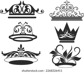 Crown vector set, crown silhouette symbols set black vector