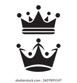 Crown vector silhouette icons set