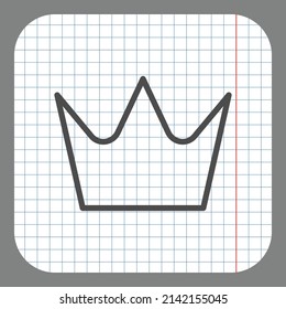Crown vector simple icon. Flat desing. On graph paper. Grey background.ai